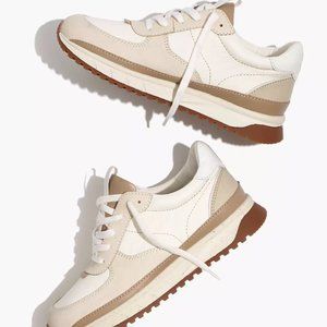 Kickoff Trainer Sneakers in Neutral Colorblock Leather